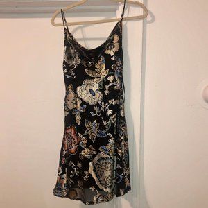 Black/Oriental Print Slip Dress